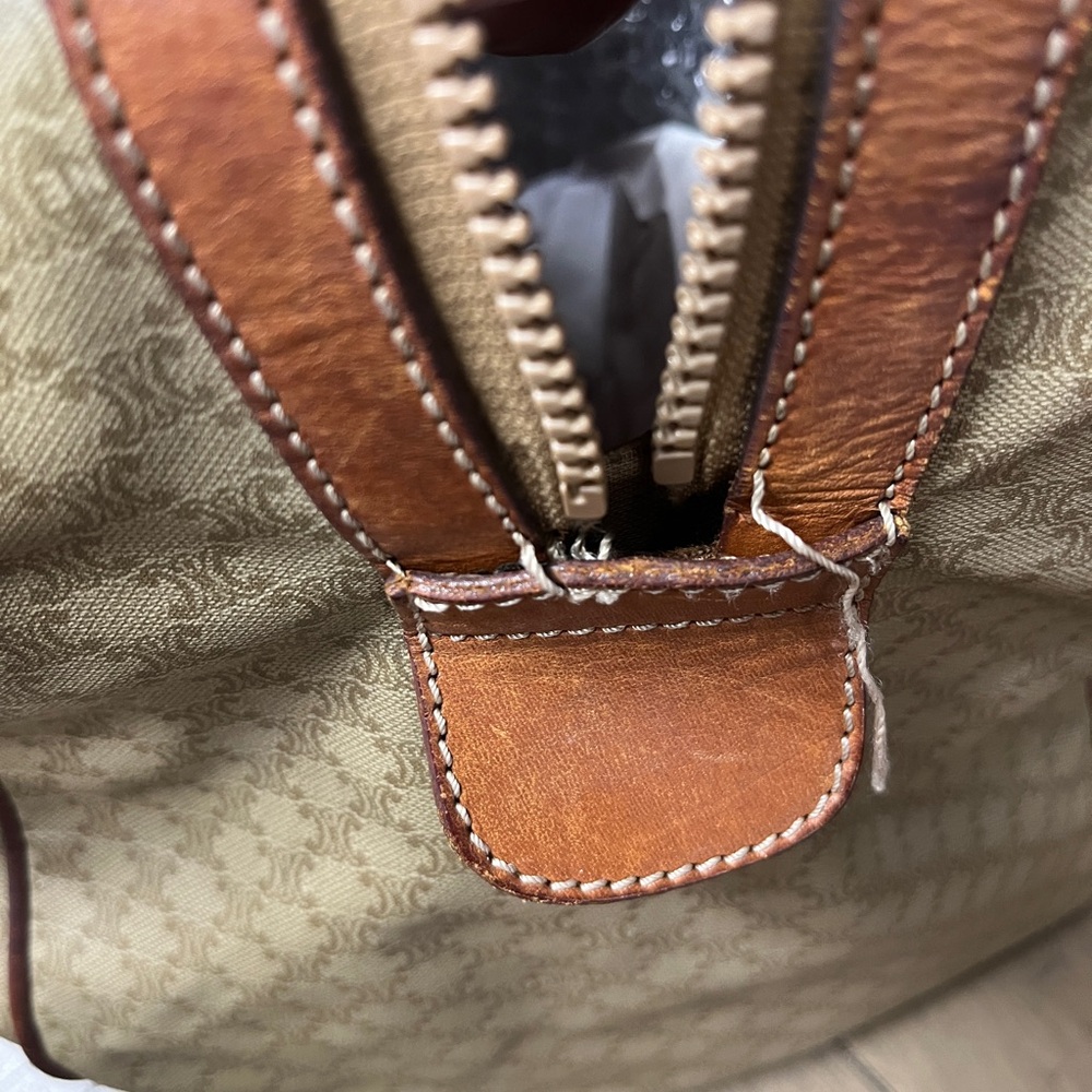 Celine Tan and Brown Duffel Bag, GUC, unisex bag, check pics for rubbed, 19x12” - Picture 13 of 16
